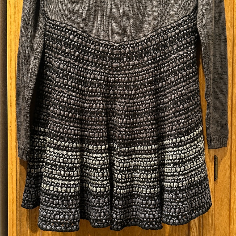Sioni Gray & Black Drape Front Partial Open Knit Cotton Blend Sweater Cardigan M - Picture 6 of 6